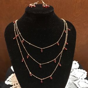 Red bead  necklace set